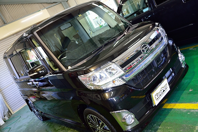 新車のタントカスタムにクリスタルキーパー施工 カー・コーティングと洗車専門店・奈良県葛城市のキーパープロショップ林堂店